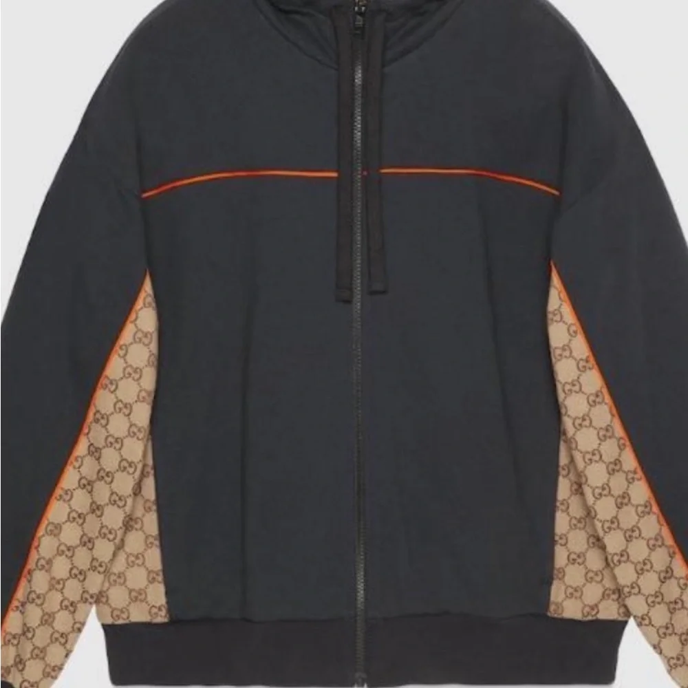 Men's Gucci, cotton jersey, zip jacket/hoodie signature GG Supreme size large